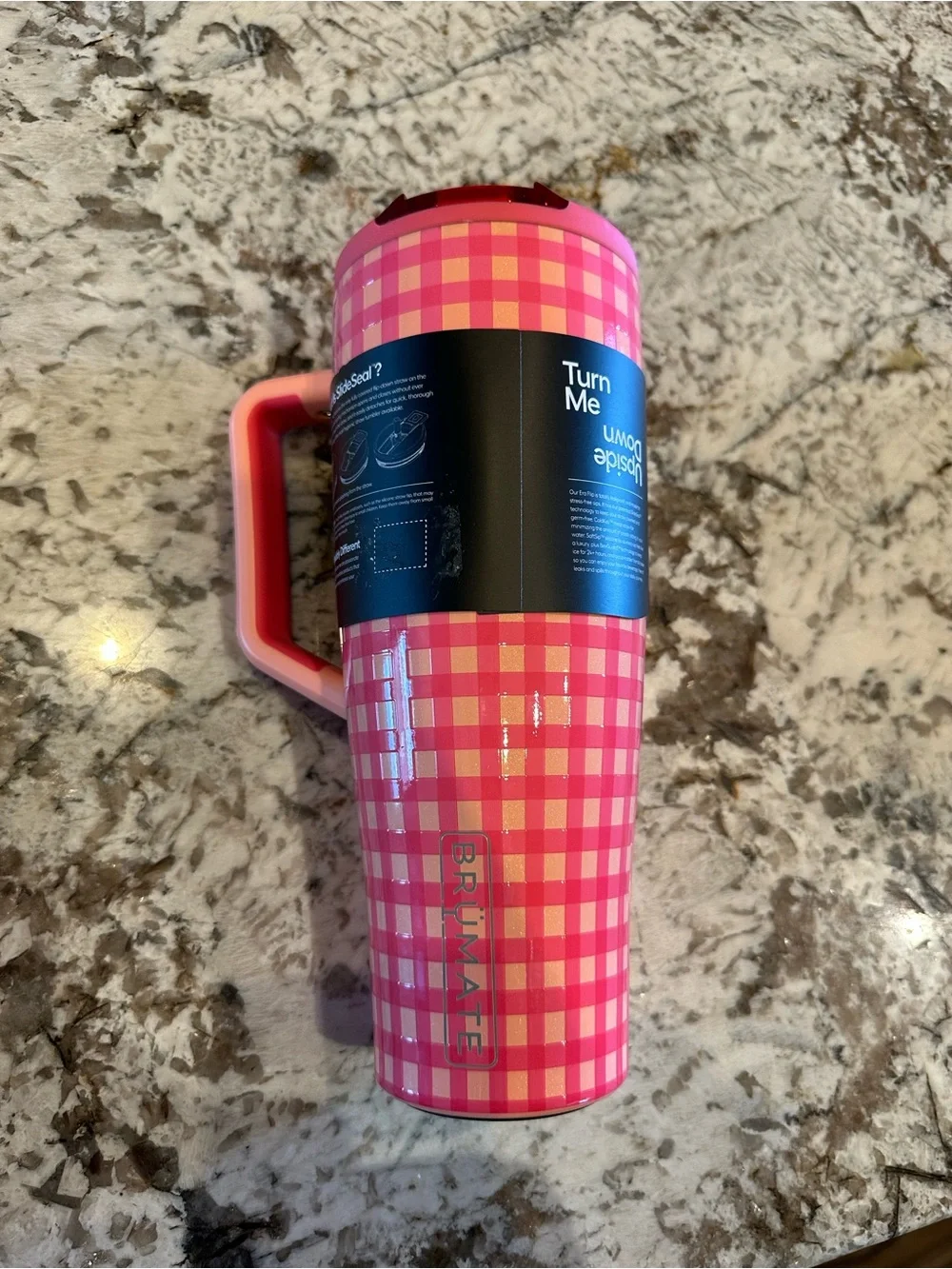 🩷🧡 BrüMate x Madi Nelson Peach Gingham Era Flip Tumbler 40oz 🧡🩷 - Picture 5 of 7
